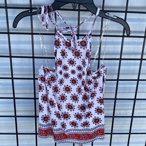 Wet Seal White Tank Top with Red Floral Print